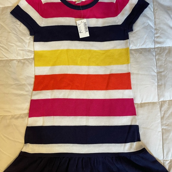 Children’s Place Short Sleeve Striped Sweater Dress with Ruffle Bottom